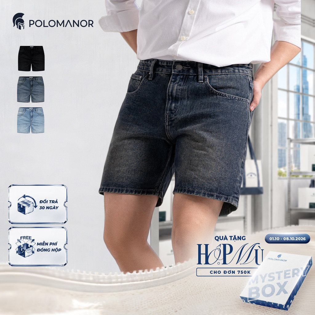 [GIÁ CHỈ CÓ TRÊN LIVE]  Quần short nam, Chất liệu Jean Cao Cấp, Form Regular thoải mái, linh hoạt - POLOMANOR
