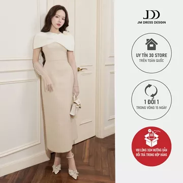 Đầm Dạ Tiệc Tweed 2 Dây Ôm Dài Phối Cape 1F16.2509K. Đầm Dự Tiệc Quiet Luxury, Đầm Tiệc Dáng Ôm Suông Dài Thiết Kế JM