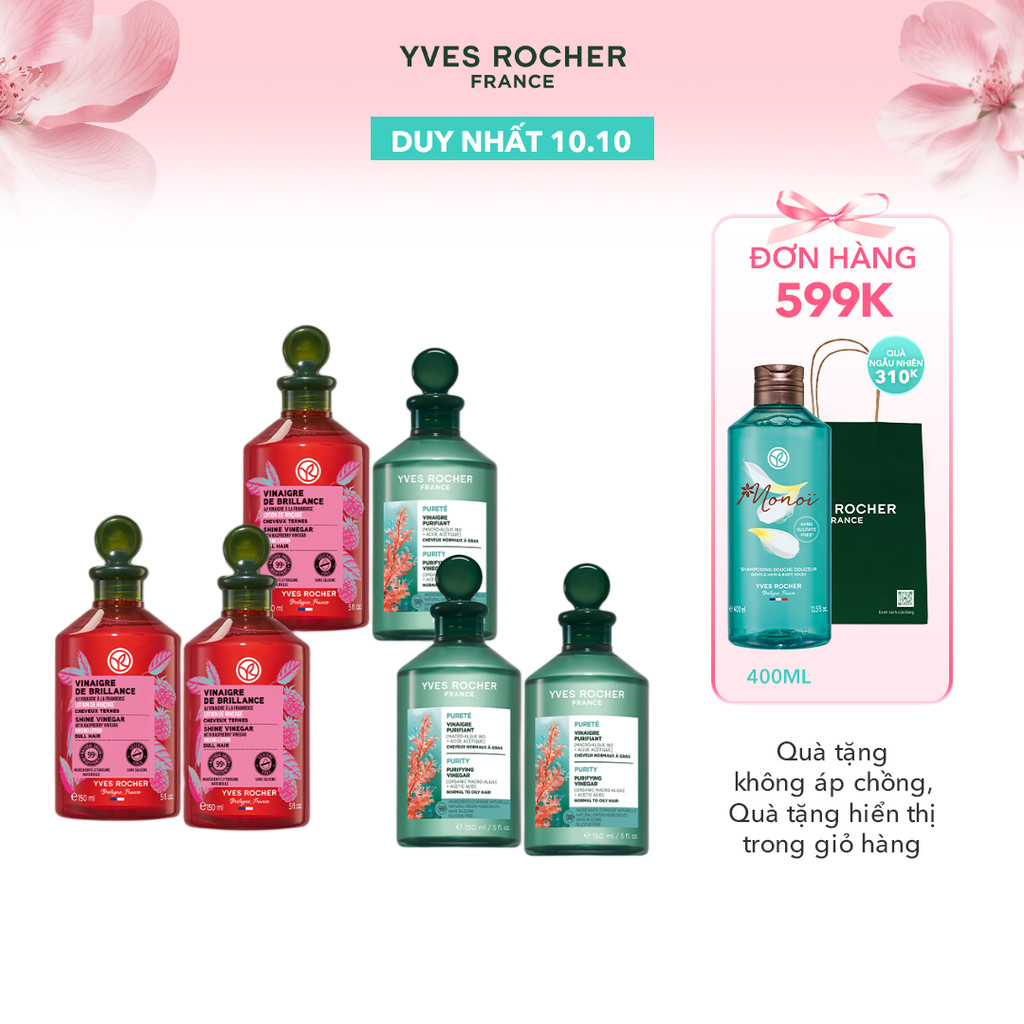 Giấm xả tóc thanh lọc da đầu & bóng khoẻ tóc Yves Rocher (nhiều phân loại)