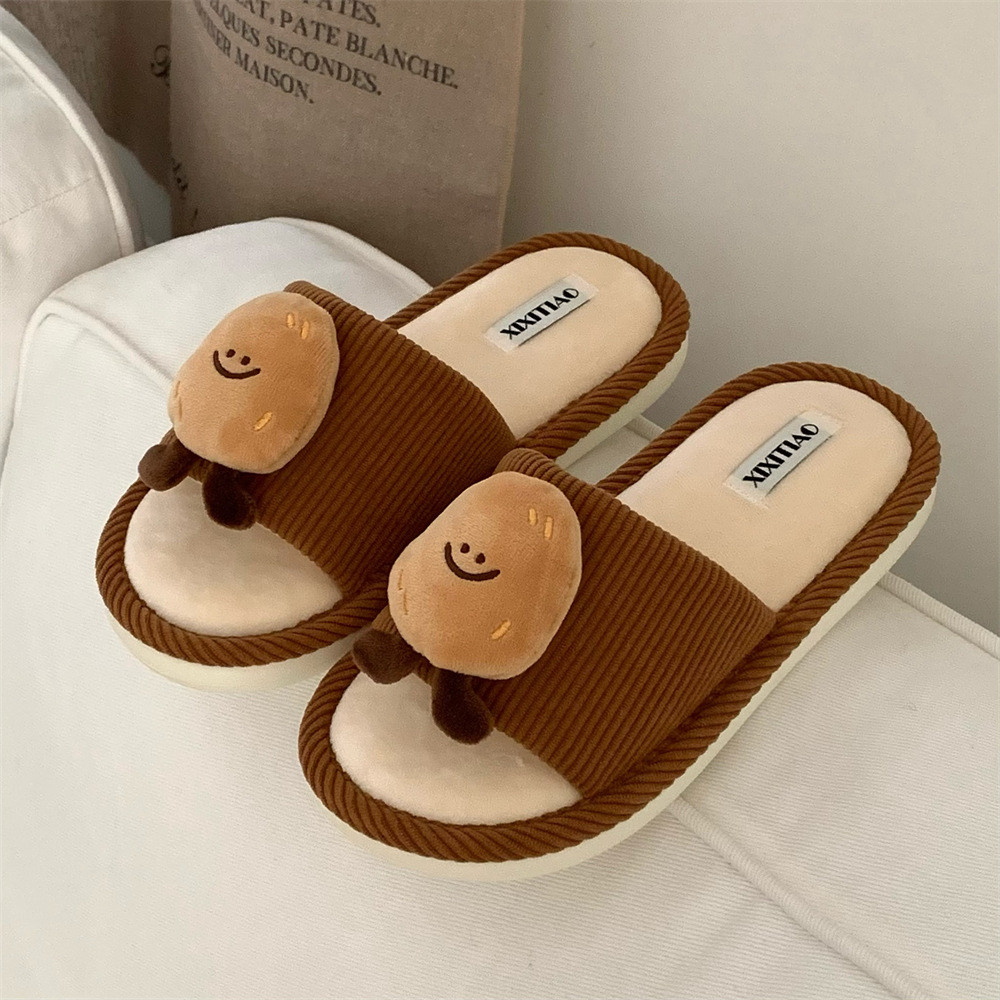XIXITIAO Dép Cotton Thời Trang Ba Chiều Nam Nữ Cặp Đôi Ấm Áp Thoải Mái Thu Đông