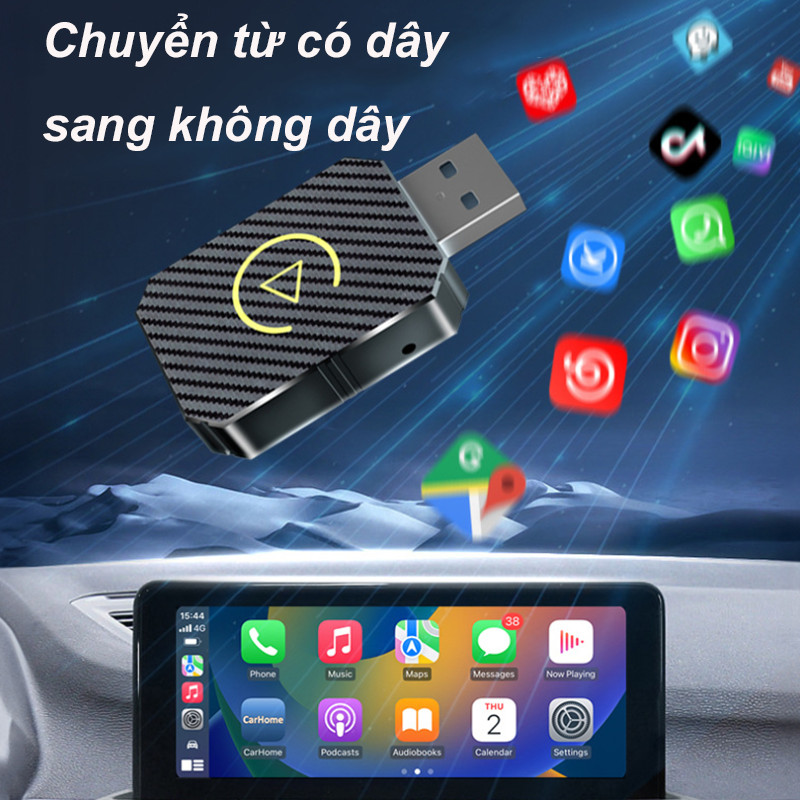 Bộ chuyển đổi CarPlay Kết nối giữa xe và thiết bị không dây Không cần cáp Cắm là chạy Kết nối ổn định