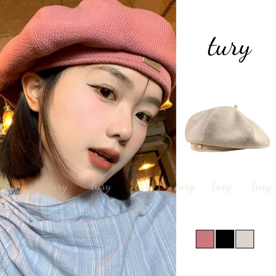 Mũ Beret Unisex Nam Nữ - Tury - Mũ nồi nữ Đính Tag Kim Loại Dễ Thương - MN080