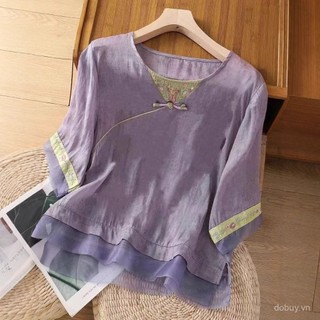 Mùa Hè 2025 - Áo sơ mi mỏng phong cách retro Trung Hoa từ vải cotton jacquard