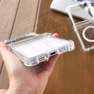 Ốp điện thoại từ tính trong suốt sang trọng cho Samsung Galaxy Z Flip 7 Z Flip 6 Z Flip 5 Z Flip 4 Z Flip 3 Bản lề 3in1 Slim Ốp lưng chống sốc Flip7