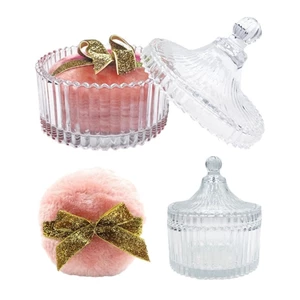 SA Thân Lớn Bột Puff Glass Lọ Bảo Quản Mỹ Phẩm Cho Phòng Tắm Mặt Bàn