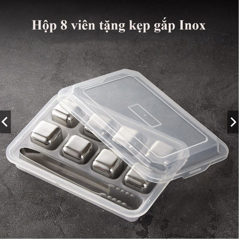 Viên đá inox cao cấp, hộp 8 viên tặng kẹp! Hạ nhiệt nhanh không mất lạnh, tái sử dụng tiết kiệm.
