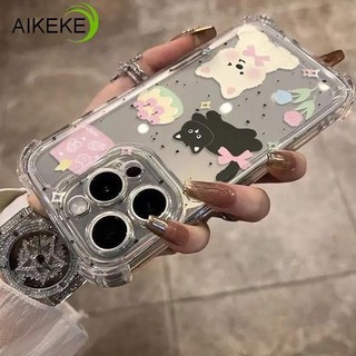 Ốp điện thoại bốn góc hình chú chó hoa dễ thương cho Tecno Pova Slim 7 Ultra 6 Pro Neo 5 4 Pro 3 2 Neo 2 Spark GO 2 1 2025 2024 2023 2022 2020 4G 5G Bow Cat Vỏ mềm trong suốt chống sốc