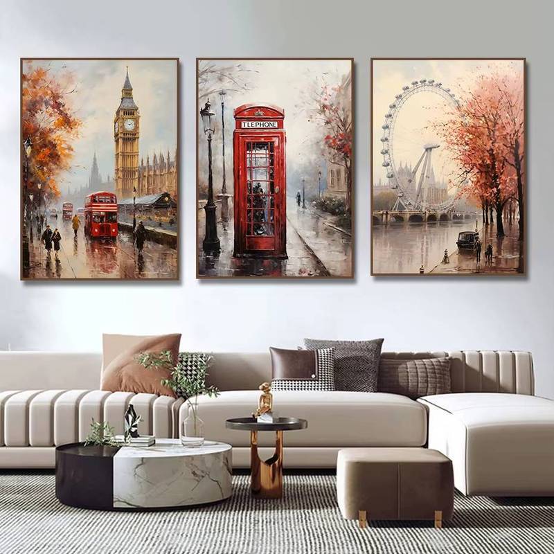 Paris Pháp Tháp Eiffel London Xe Buýt Áp Phích Không Khung Tranh Canvas Nghệ Thuật Treo Tường Cho Phòng Khách Hiện Đại Trang Trí Nhà