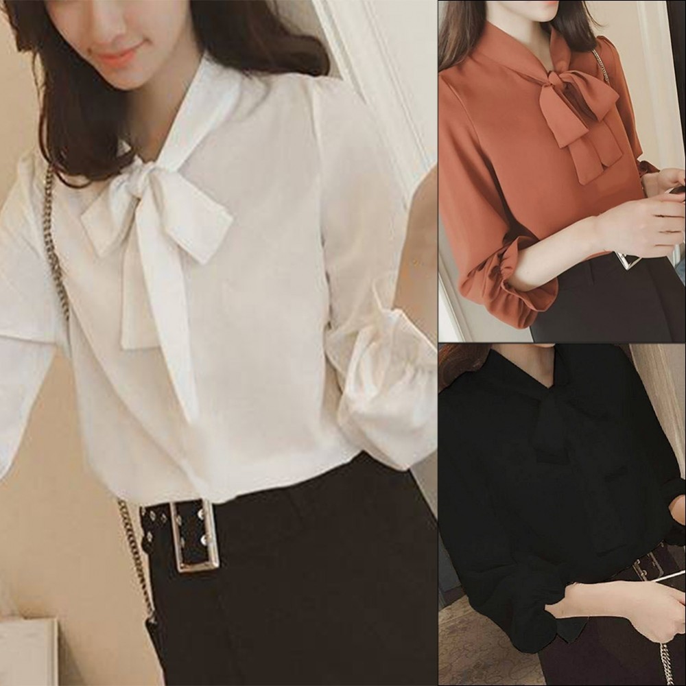Áo Nữ Cổ Tròn Áo Sơ Mi Công Sở Nhẹ Co Giãn Màu Trơn Xuân Hè