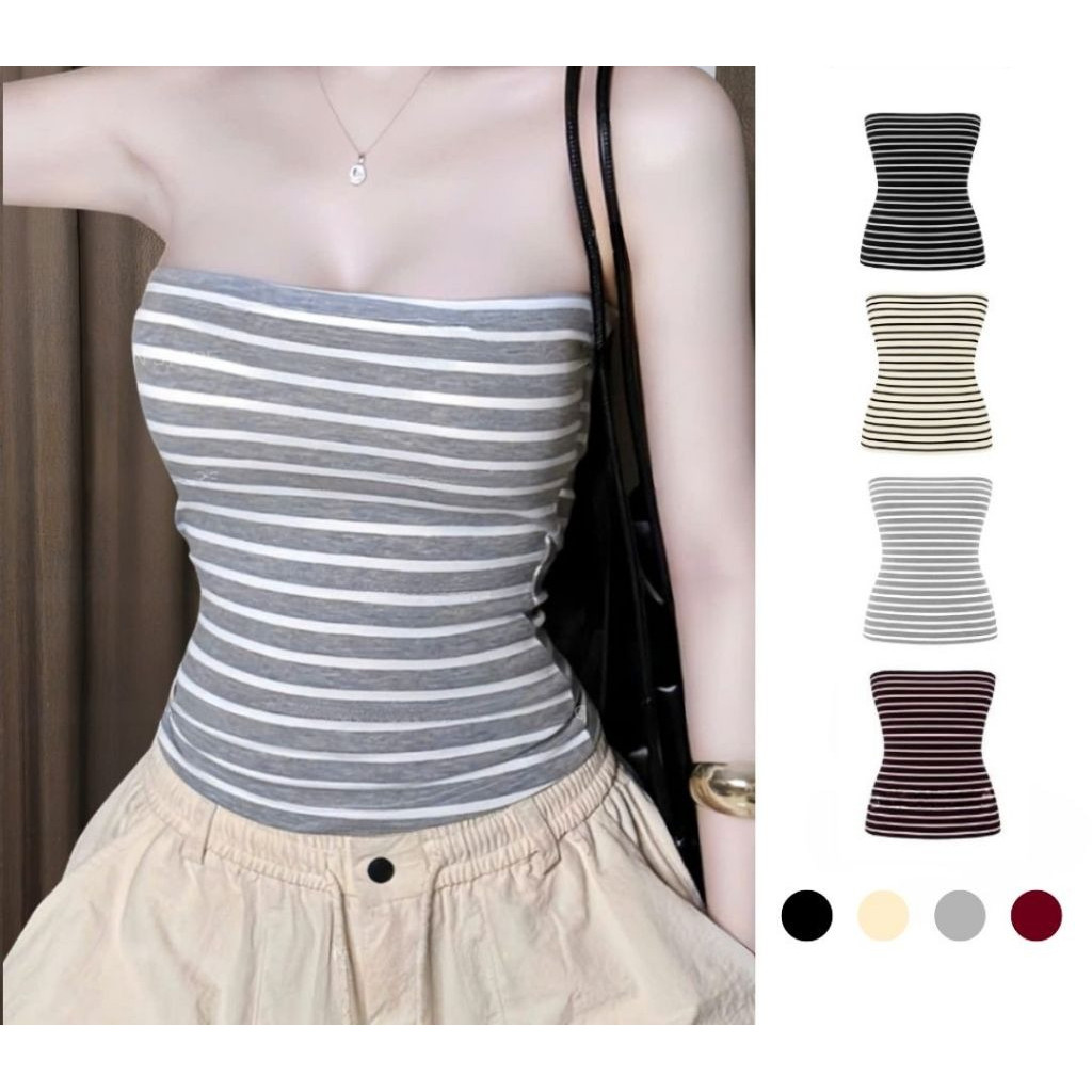 Áo Ống Sọc Ngang Form Ôm Body Nữ, Thiết Kế Basic Trẻ Trung Vải Cotton Co Giãn Thoáng Mát_A723