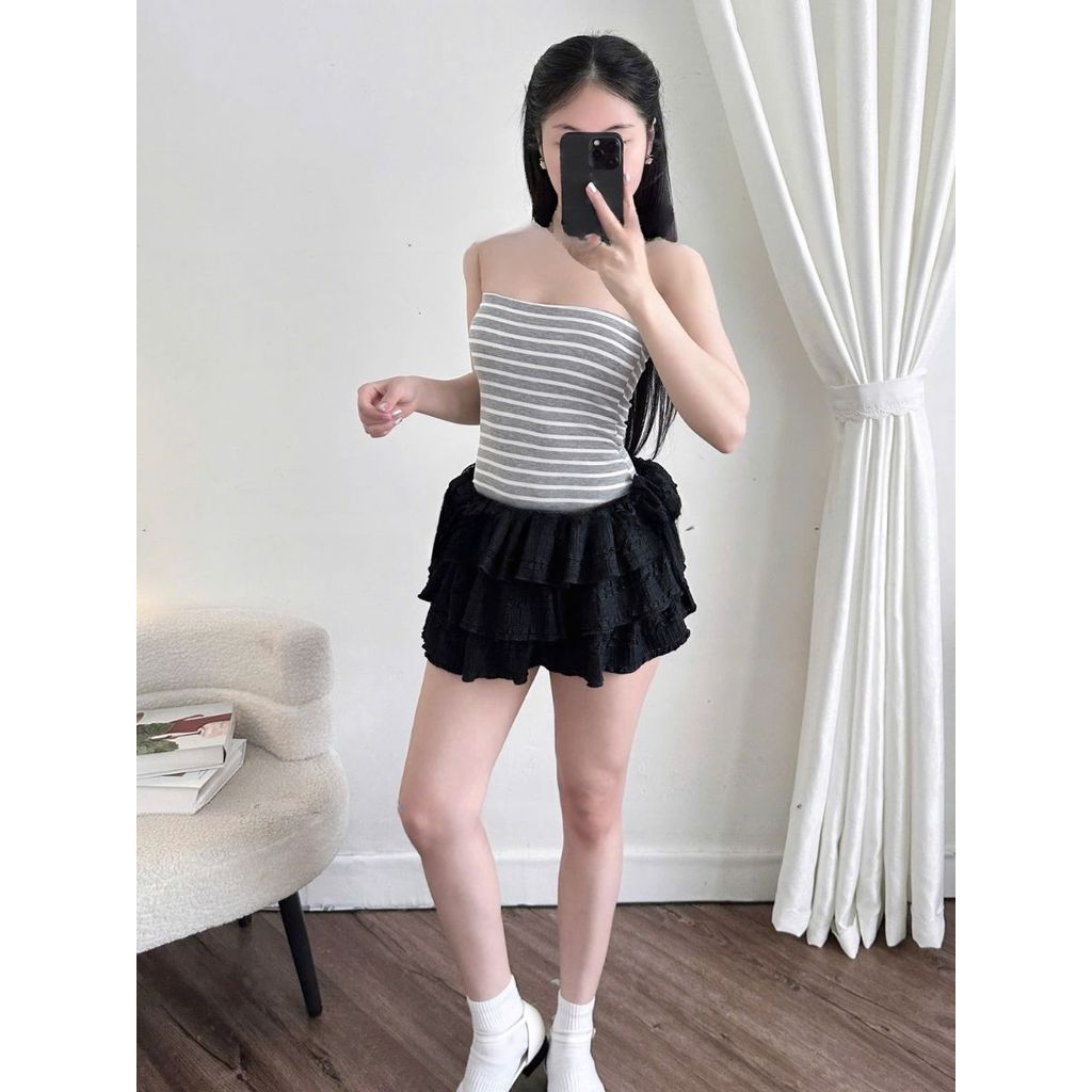Áo Ống Sọc Ngang Form Ôm Body Nữ, Thiết Kế Basic Trẻ Trung Vải Cotton Co Giãn Thoáng Mát_A723