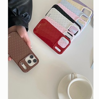 Hàn Quốc Ngọt Ngào Nữ Màu Đỏ Nâu Sóng Điểm Ốp Lưng Điện Thoại iPhone 17Promax 17Pro 14 15 16 Pro Max 13 Thời Trang Silicon Mềm Chống Sốc Nữ Vỏ Điện Thoại Di Động