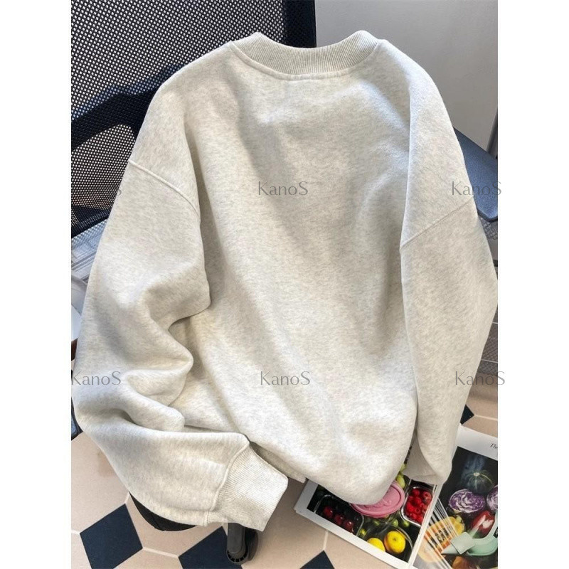 Kanos_shop | áo sweater dày dặn, Hàn quốc cổ điển Small daisy print áo tay dài áo thể thao