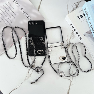 Crossboby Dây Đeo Dây Xích Ốp Lưng Điện Thoại Samsung Z Flip 7 Z Flip 6 Z Flip 5 Z Flip 4 / 3 Bling Trái Tim Tình Yêu Vòng Cổ Dây Buộc