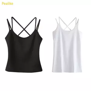 Women's Solid Crop Tops Summer All-matching Camisole for Tank with Double