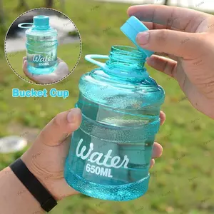 Cốc Xô PYCOU, Cốc Nhựa Dung Tích Lớn 650ml, Cốc Cà Phê Chống Rơi Di Động Kích Thước Mini Cốc Nước Đi Bộ Đường Dài