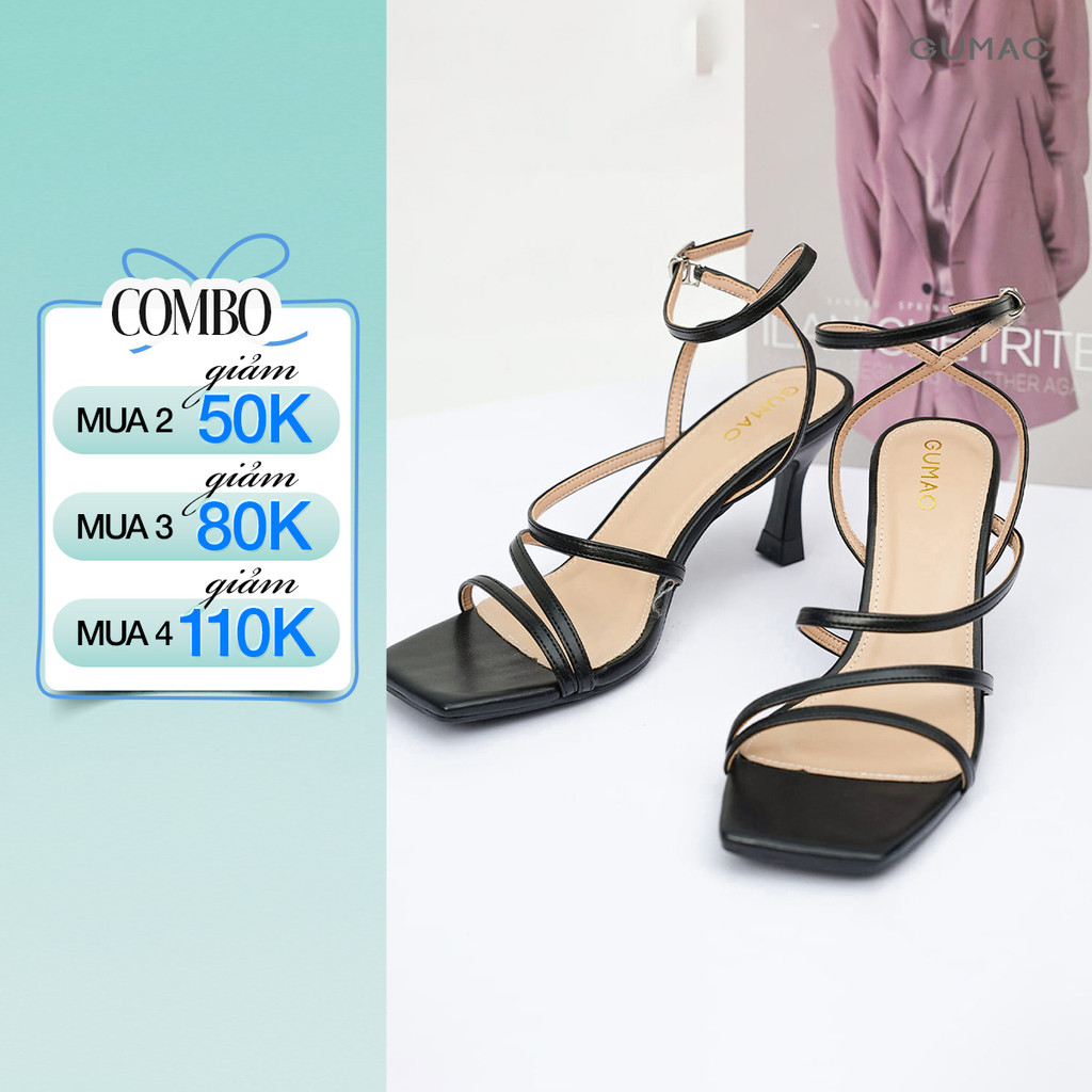 Giày Sandal Nữ Cao Gót 7cm GUMAC Quai Ngang Đan Dây Mảnh Gót Nhọn Sang Trọng Đi Tiệc GE04057