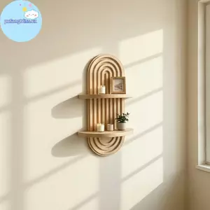 Pufangbliss 1 Cái Kệ Tường Gỗ Phong Cách Boho Hai Lớp Để Bảo Quản Đa Năng Sử Dụng VN