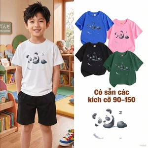 áo thun bé trai hàn quốc học sinh tiểu học hình gấu trúc dễ phối đồ