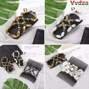 VVDZA Dụng cụ tạo kiểu lược đôi Kẹp tóc co giãn thủ công