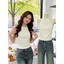Vai ngắn sát màu trắng mùa xuân Dây lưng đẹp Áo yếm tích hợp Miếng đệm ngực đi lại tích hợp Áo khoác ngoài Pure Desire All-Match Cami Top