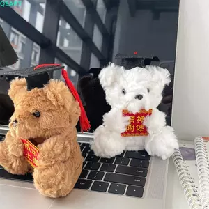 QEARY Gấu Tốt Nghiệp Móc Khóa, Đồ Chơi Sang Trọng Gấu Tốt Nghiệp 13cm Dễ Thương, Hoạt Hình Nhồi Bông Mềm Phước Lành Treo Dr Bear Sang Trọng Búp Bê Tốt Nghiệp