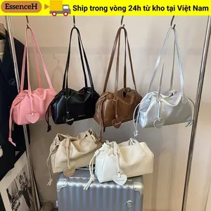Túi đeo vai làm việc ESSENCEH, Túi đeo chéo nữ bằng da PU dung tích lớn, Y2K Xu hướng màu trơn Túi đi lại đơn giản dành cho nữ
