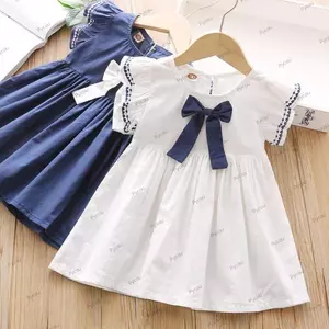 PYCOU Váy Bé Gái, Váy Công Chúa Không Tay Cotton, Áo Nơ Dễ Thương Thoáng Khí Nơ Ruffle Trẻ Em Váy Sundress Cho 1- 5Y Bé Gái Quần Áo Tập Đi