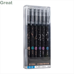 TUYỆT VỜI 12 Cái / bộ Bút Gel Xóa Được, 12 Chòm Sao 0.5mm Bút Gel Mịn Điểm Mịn, Bút Bi Màu Xanh & Đen Di Động Có Thể Đổ Lại Đồ Dùng Học Tập