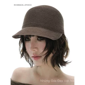 Thiết Kế Phong Cách Rơm Rỗng Newsboy Mũ Nữ Mùa Hè Thời Trang Tiền Cũ Mũ Cưỡi Ngựa Vành Mềm Mũ Bóng Chày Hợp Thời Trang