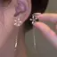 PNPIA- 1 Cặp Bông Tai Hoa Zircon Sáng Thời Trang Tinh Tế Sang Trọng Dài sel Dây Xích Tòn Ten Bông Tai Thiết Kế Cao Cấp Cảm Giác Trang Trí Trang Sức