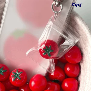 CQCJ Cà Chua Điện Thoại Charm, Chủ Đề Trái Cây Carabiner Nút Trái Cây Mặt Dây Chuyền, Nhựa Charm Móc Khóa Ba Lô Phụ Kiện