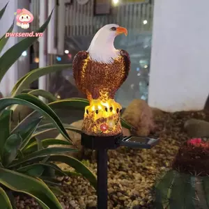 Đèn chạy bằng PWSEND, Đèn bãi cỏ đại bàng màu nâu bằng nhựa, Đèn sân hiên chống nước ngoài trời