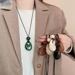 Vòng cổ dây chuyền JVSUB, Thiết kế giọt nước Dây chuyền dài Kpop, Mặt dây chuyền giọt nước thiết kế đầy màu sắc thời trang
