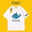 Áo thun nam in hình cá voi bkmk mới hợp thời trang và đa năng thiết kế ngắn tay cảm giác cotton nguyên chất mùa hè thương hiệu ngắn tay dáng rộng 0704