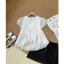 Áo babydoll cổ V voan tơ 2 tầng bèo, áo kiểu tay bồng M8118444 - - Hieuvy Botique