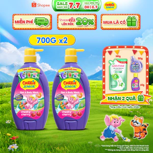 Combo 2 Chai Sữa Tắm Gội thành phần thiên nhiên Sạch Dịu Nhẹ & ẩm mịn Cho Bé Carrie Junior Hương Cherry 700g /chai