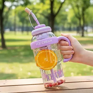 {AKIN} Bình nước lớn 1300ML có tay cầm bằng nhựa nhẹ để cắm trại đi học {a}