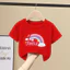 Áo thun ngắn tay Cotton nguyên chất cho bé gái in hình hoạt hình mùa hè cho bé gái dáng rộng thoáng khí cổ tròn hàng đầu hợp thời trang HIAS