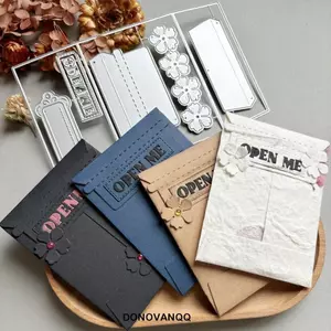 DONOVANQQ Mini Phong Bì Cắt Chết, Viền Mịn Dập Nổi Mẫu Hoa Phong Bì Khắc, Thép Carbon Hình Dạng Hỗn Hợp Thẻ Cắt Chính Xác Làm Phong Bì Giấy Nến