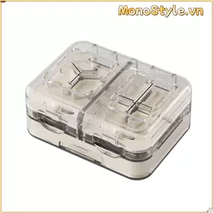 Hộp đựng thuốc MONOSTYLE, Hộp đựng thuốc hai lớp 4 ngăn có máy cắt thuốc, Hộp đựng máy tính bảng kín Mini trong suốt