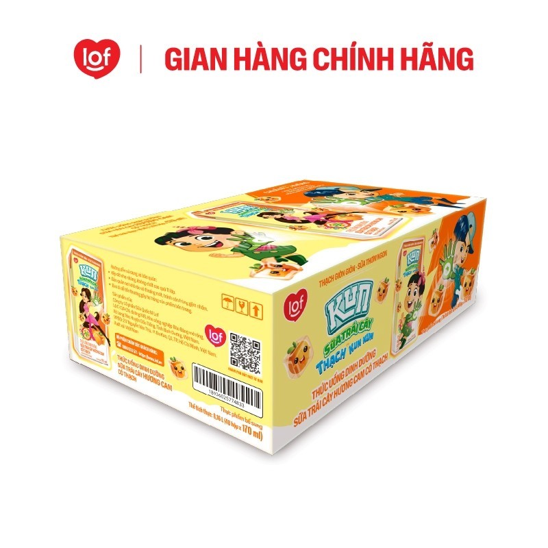 Kun Sữa trái cây Cam có Thạch thùng 48 hộp x 170ml