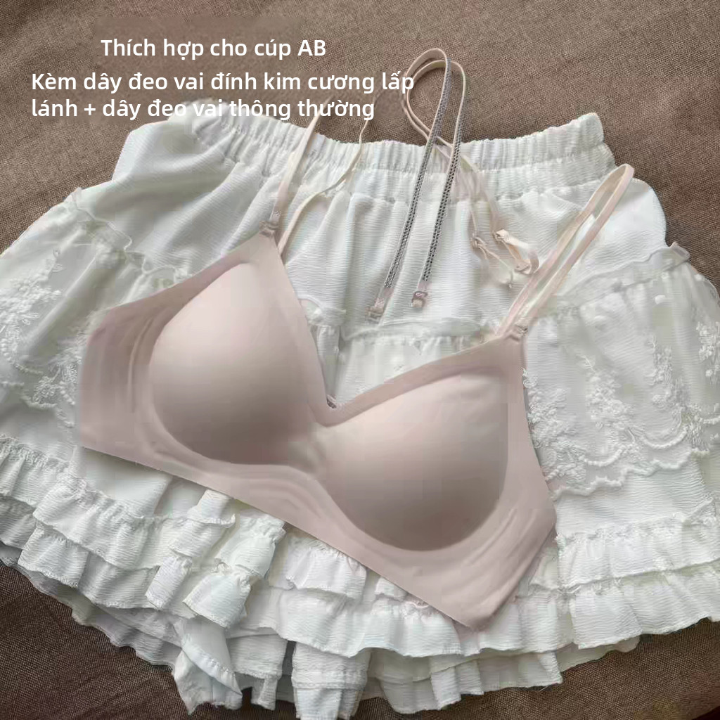 Áo Bra Top Nữ Đính Đá Có Đệm Ngực Cố Định Không Gọng | Áo Hai Dây Cổ Yếm Hở Lưng Dây Chéo Lưng Đẹp Nâng Ngực Tự Nhiên Dành Cho Ngực Nhỏ | Áo Croptop Ôm Dáng Mềm Mại Co Giãn Thoáng Khí Mặc Ngoài Hoặc Làm Áo Lót Phong Cách Hàn Quốc