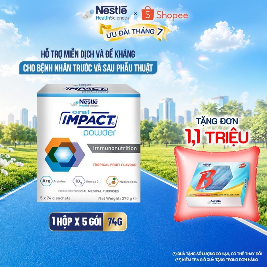 Sữa Dinh Dưỡng Y Học NESTLÉ ORAL IMPACT Đức Cho Người Ung Thư,Phẫu Thuật 5 Gói x 74G