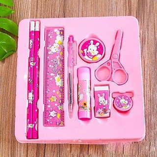 Bộ 9 dụng cụ học tập họa tiết thú hoạt hình xinh xắn dễ thương cho bé 88022