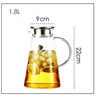 Bình thủy tinh chịu nhiệt có nắp lọc trà inox 1.8 L cao cấp
