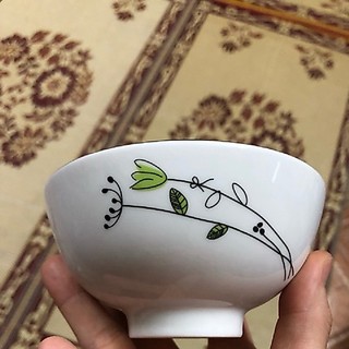 (Cam kết đổi trả bể vỡ) Chén cơm sứ  Chuan Kao 1084 Hoa lá mầm hàng nhập khẩu cao cấp
