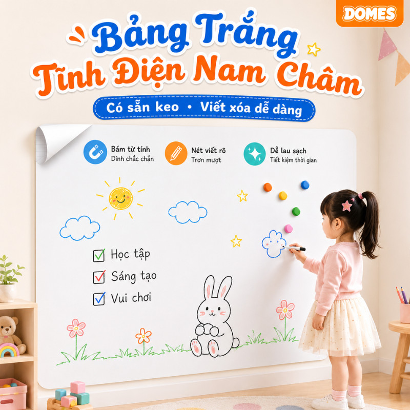 [HÀNG LOẠI 1] Bảng Trắng Dán Tường Không Dùng Keo, Bảng Dán Viết Bút Lông Ghi Chú Không Hại Tường
