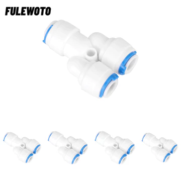 Đầu nối máy lọc nước FILEWOTO 5 CÁI, Đầu nối ống PE có ren Y Tee Shape G1 / 4, Hệ thống lọc nước nối ống POM PE màu trắng bền bỉ