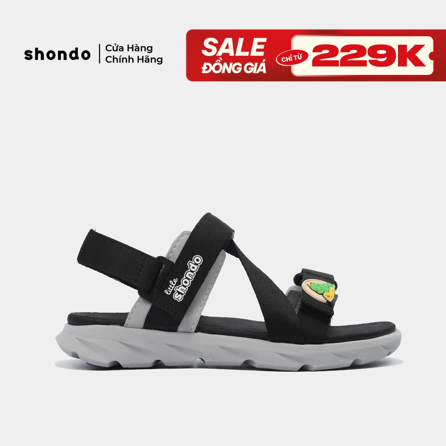 Giày sandal trẻ em Little Shondo màu đen xám